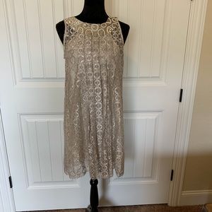 Anthropologie metallic lace dress